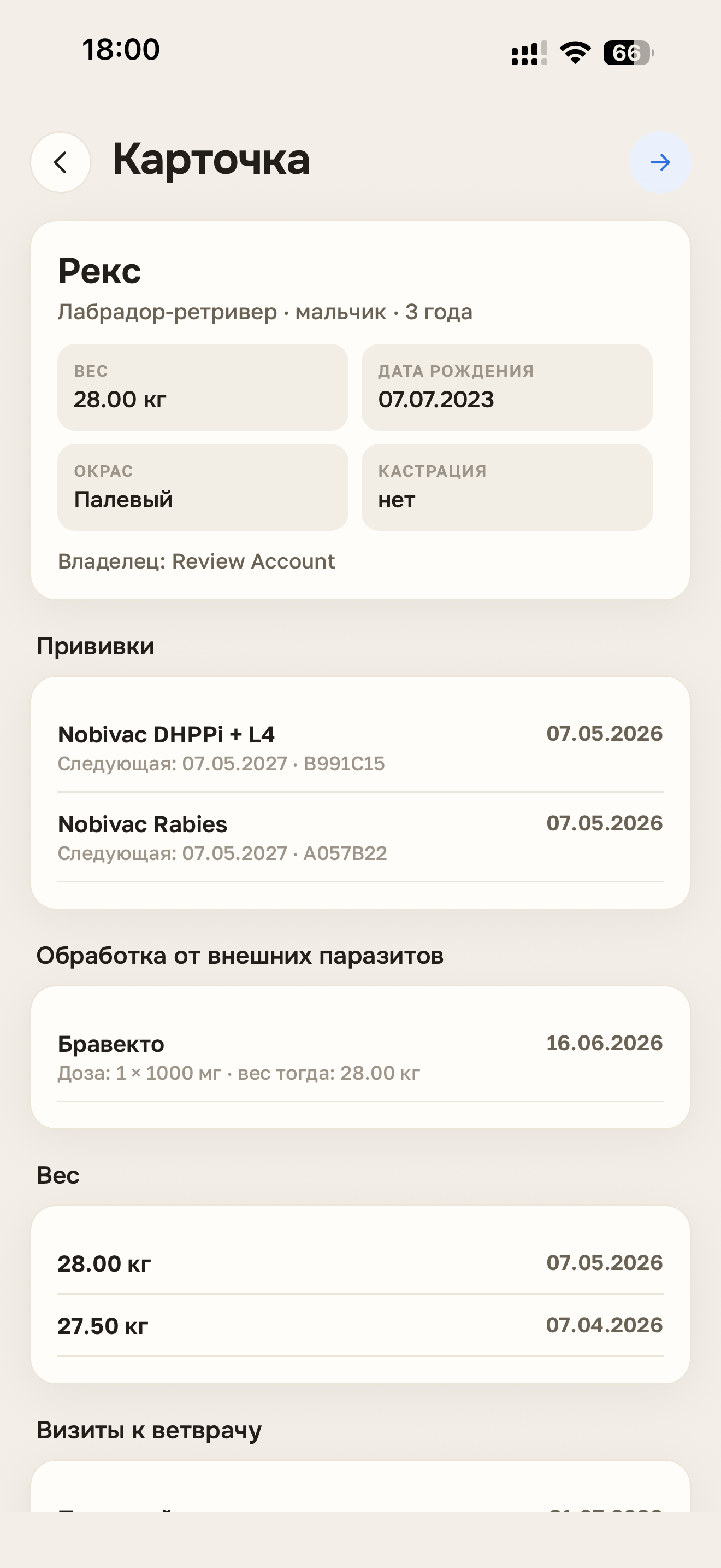 Карта ветврача